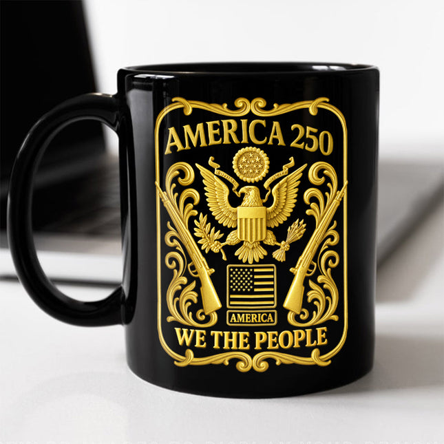 1776 - 2026 America 250th Anniversary Black Mug