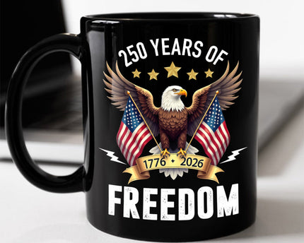 America Eagles 250 Years Of Freedom Black Mug