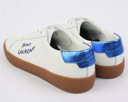 Men's Saint Laurent Court Classic SL06 White Pearl Blue Sneakers