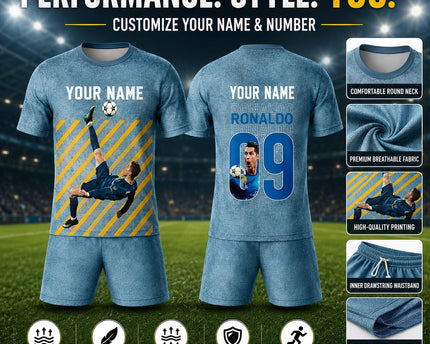 Personalized Ronaldo Inspired Sports T Shirt with Name & Number