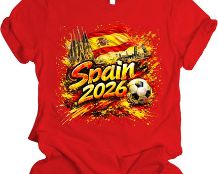 Daytee Spain 2026 Soccer Fan T-Shirt, Spain Flag Football Graphic Tee for Adults, Unisex Shirt S-3XL