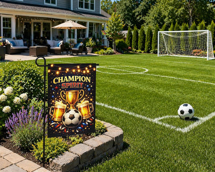 Heyfibro Soccer Garden Flag - Double Sided Trophy Beer Soccer