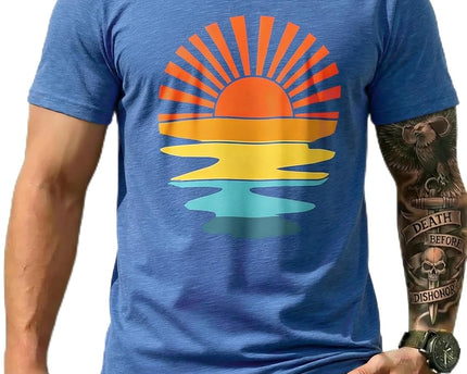 Round Neck Graphic Tees for Men Summer Fall Short Sleeve T-Shirt Basis Tops Blouse