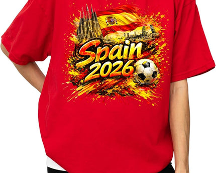 Daytee Spain 2026 Soccer Fan T-Shirt, Spain Flag Football Graphic Tee for Adults, Unisex Shirt S-3XL