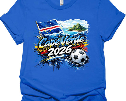 Daytee Cape Verde 2026 Soccer Fan T-Shirt, Cape Verde Flag Football Graphic Tee for Adults, Unisex Shirt S-3XL