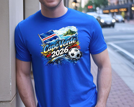 Daytee Cape Verde 2026 Soccer Fan T-Shirt, Cape Verde Flag Football Graphic Tee for Adults, Unisex Shirt S-3XL