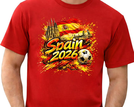 Daytee Spain 2026 Soccer Fan T-Shirt, Spain Flag Football Graphic Tee for Adults, Unisex Shirt S-3XL
