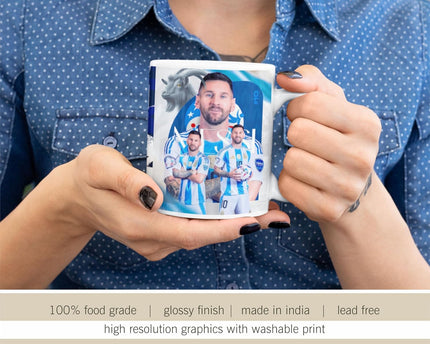 Messi Mug Blue Ceramic Coffee - Durable Design, Gift for Football Fans