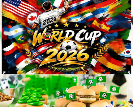 World Soccer Cup Party Decorations Backdrop, 2026 Sports Celebration Welcome Banner Soccer