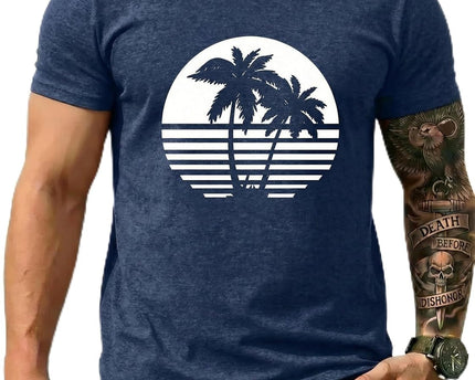 Round Neck Graphic Tees for Men Summer Fall Short Sleeve T-Shirt Basis Tops Blouse