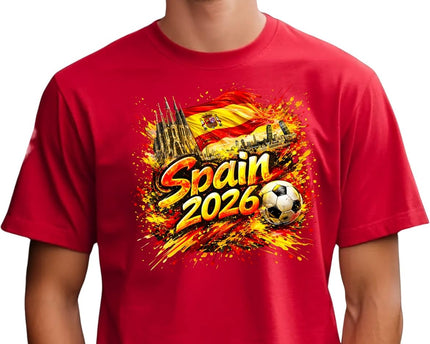 Daytee Spain 2026 Soccer Fan T-Shirt, Spain Flag Football Graphic Tee for Adults, Unisex Shirt S-3XL