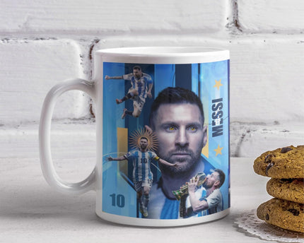 Messi Mug Blue Ceramic Coffee - Durable Design, Gift for Football Fans