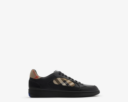Men’s Burberry Leather Check Terrace Black Sand Sneakers