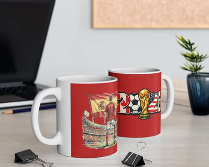 Spain World Cup 2026 Mug, Red Ceramic Coffee Cup, Spain Flag, Soccer Fan Gift