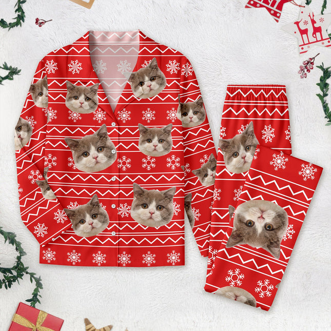 Custom Photo Christmas Cat Pajamas
