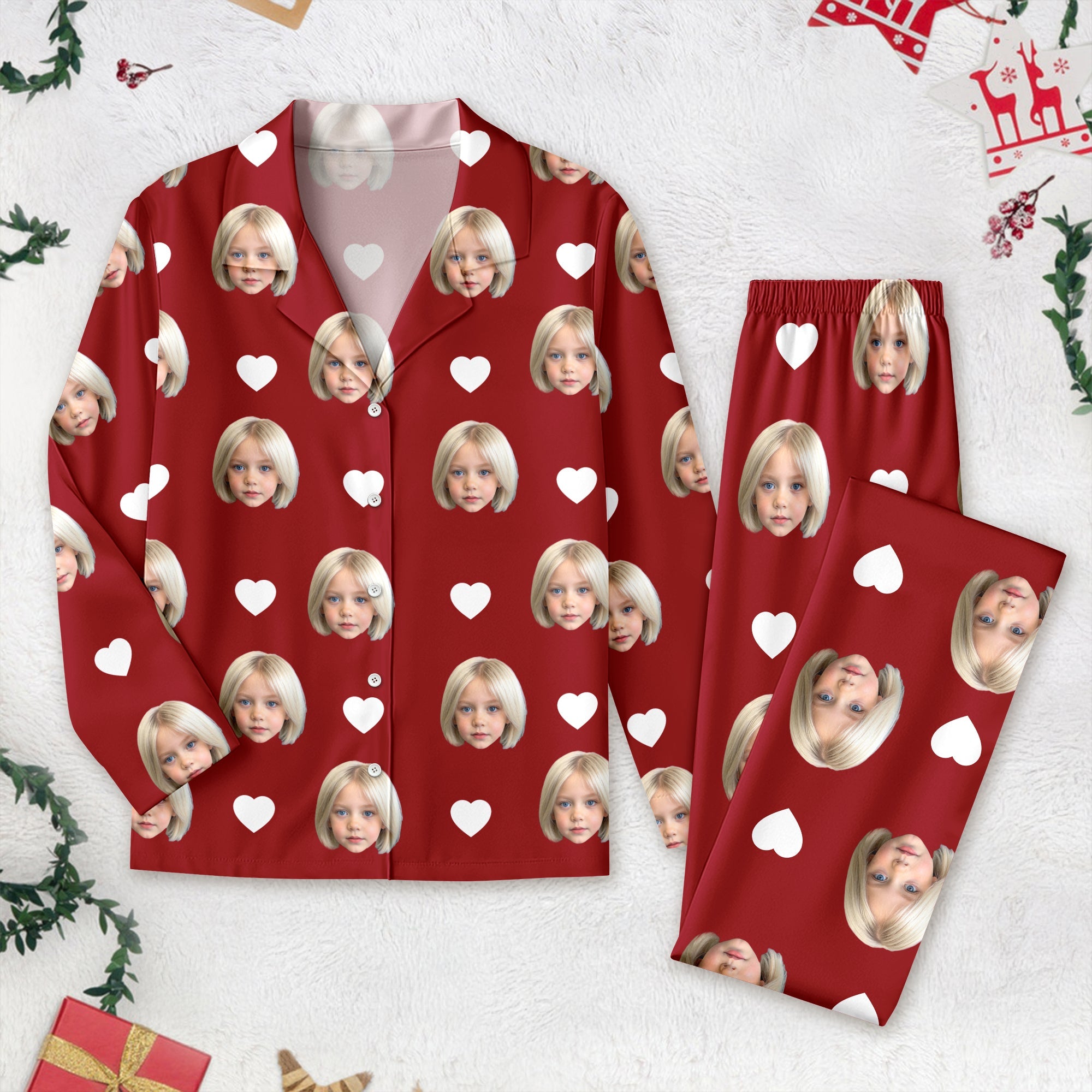 Custom Photo Face And Heart Icon Pajamas