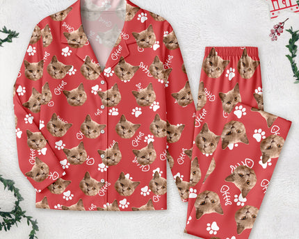 Custom Dog Face Photo With Colorful Background Pajamas