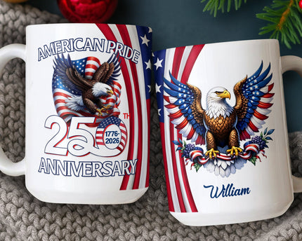 Custom Name American Pride Patriotic 250th Anniversary Eagle Mug