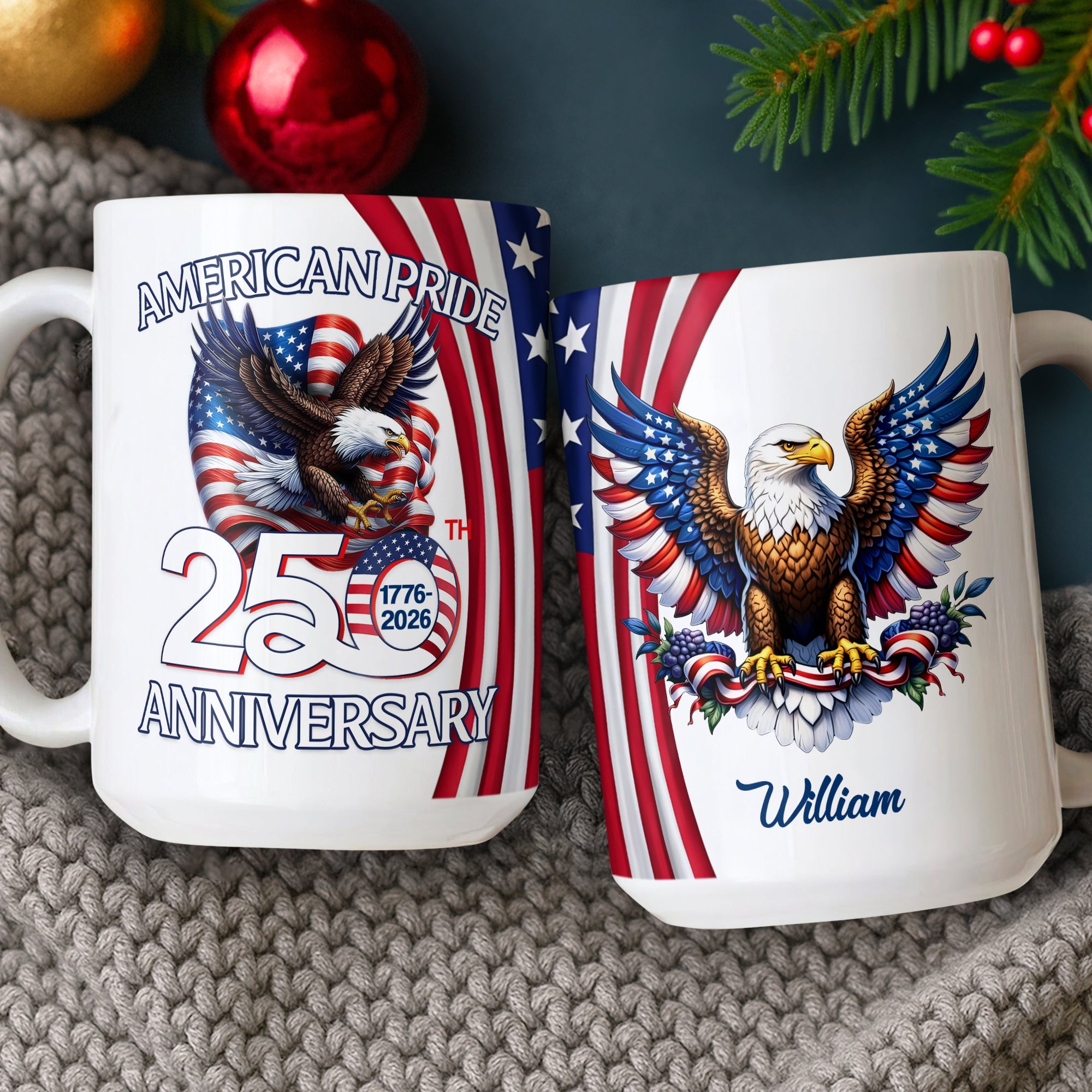 Custom Name American Pride Patriotic 250th Anniversary Eagle Mug