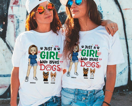Personalized Custom T Shirt - Just A Girl Who Loves Dogs