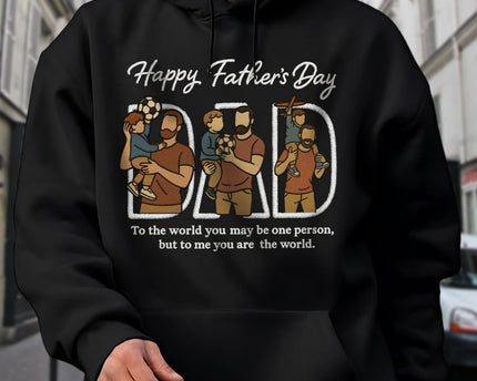 Custom Portrait Photo Happy Father's Day Dad With Kid Embroidered Shirt