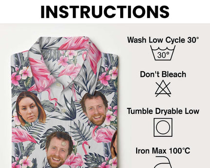 Custom Photo With Beloved Ones Flamingo Theme - Personalized Customized Hawaiian Shirt