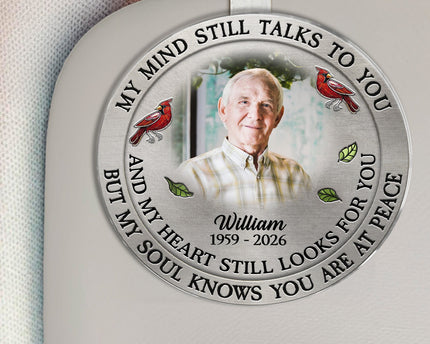 Custom Photo My Mind Still Talk To You - Personalized Car Visor Clip - Special Gift For Family Members