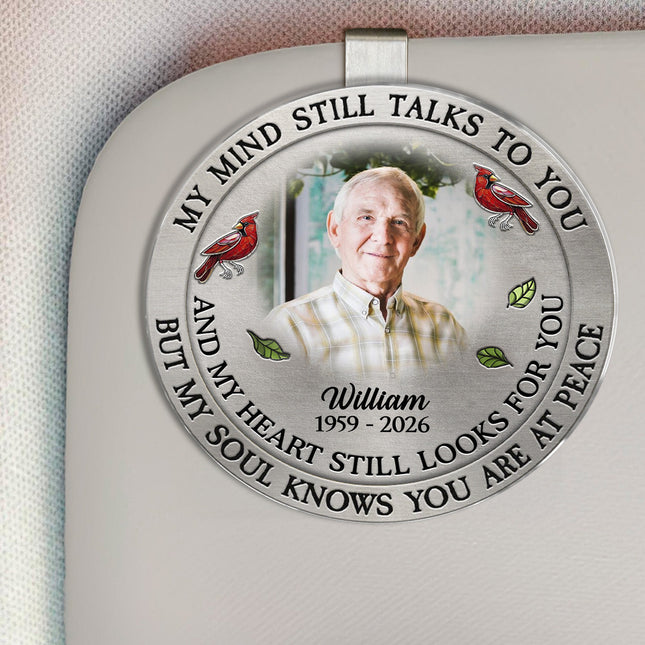 Custom Photo My Mind Still Talk To You - Personalized Car Visor Clip - Special Gift For Family Members