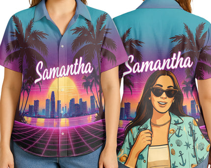Custom Photo Sunset Pop - Personalized Customized Hawaiian shirt