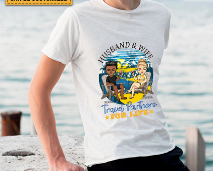 Husband And Wife Travel Partners For Life - Beach Couple T-shirt - Gift For Couples
