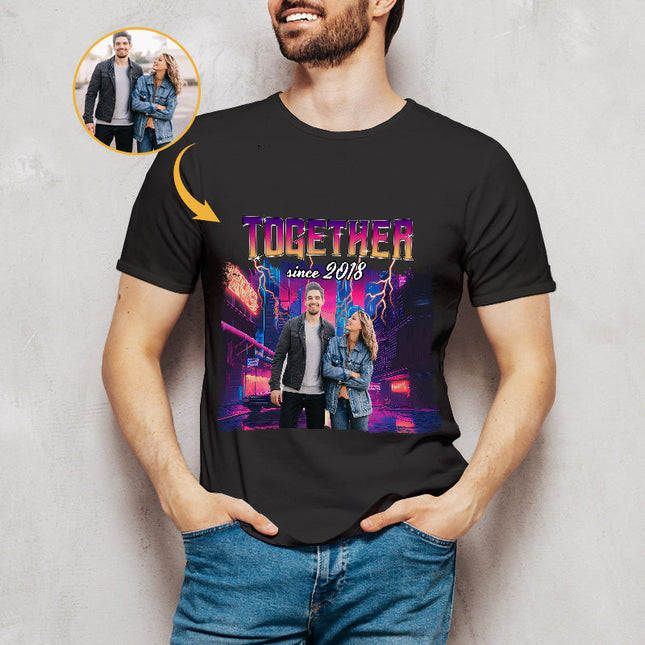 Custom Photo Personalized T Shirt - Together Since Hip Hop Retro Style - Birthday, Anniversary Gift For Couple