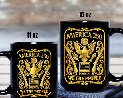 1776 - 2026 America 250th Anniversary Black Mug