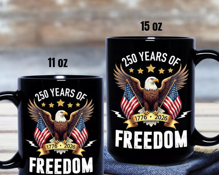 America Eagles 250 Years Of Freedom Black Mug