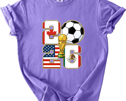 2026 World Cup Soccer Trophy Flag Graphic Tee for Women Host Nation Football Fan Shirt Match Day Gift Tournament