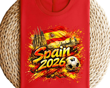 Daytee Spain 2026 Soccer Fan T-Shirt, Spain Flag Football Graphic Tee for Adults, Unisex Shirt S-3XL