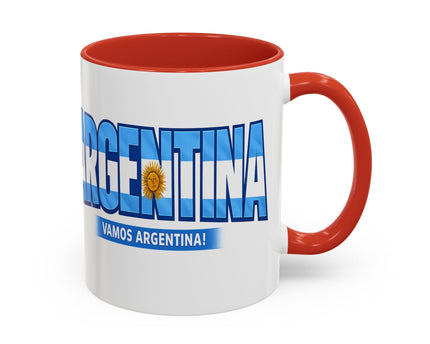 Argentina Vamos Argentina Mug , Accent Coffee Mug, Flag Text Design