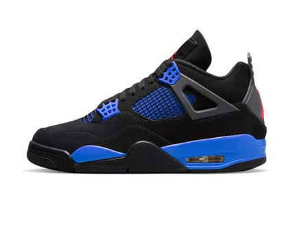 Men's Air Jordan 4 Black Deep Royal Blue Shoes