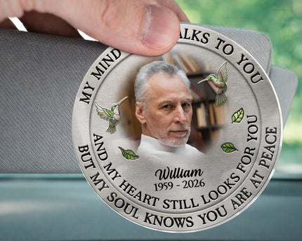 Custom Photo My Mind Still Talk To You - Personalized Car Visor Clip - Special Gift For Family Members