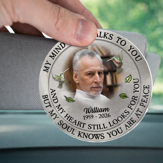 Custom Photo My Mind Still Talk To You - Personalized Car Visor Clip - Special Gift For Family Members