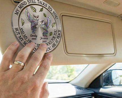 Memorial My Mind Still Talk To You - Personalized Car Visor Clip - Meaningful Gift For Family Members, Mom, Dad