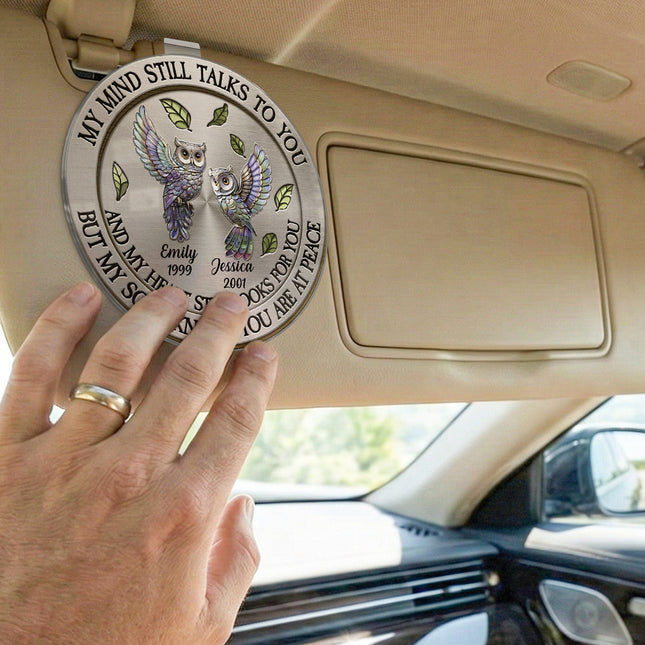 Memorial My Mind Still Talk To You - Personalized Car Visor Clip - Meaningful Gift For Family Members, Mom, Dad
