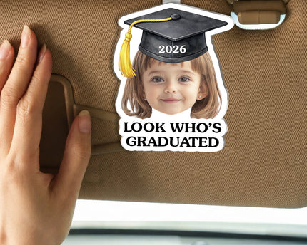 Custom Photo Look Who Graduated - Personalized Car Visor Clip - Special Gift For Family Members, Best Friends, Siblings