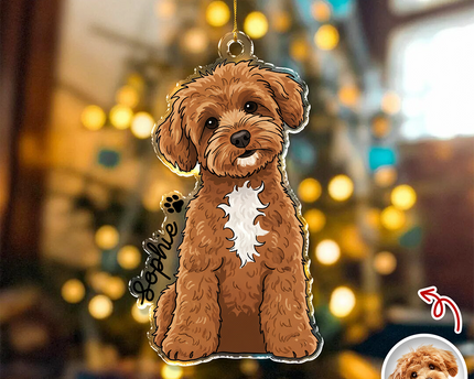 Custom Cute Dog Photo Portrait Christmas Decoration Acrylic Ornament