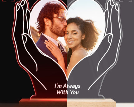 Custom Photo Forever Love - Personalized 3D Led Light Wooden Base