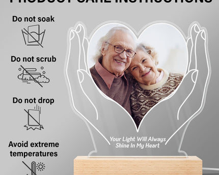 Custom Photo Forever Love - Personalized 3D Led Light Wooden Base