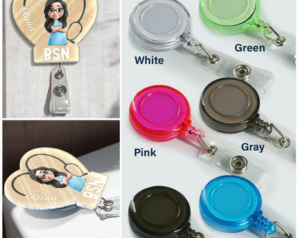 3D Effect Nurse Job Title Heart - Personalized Badge Reel