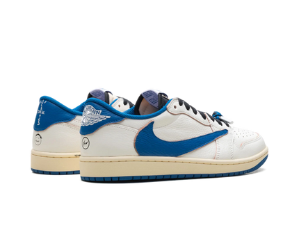 Men's Travis Scott x Air Jordan 1 Retro Low ‘ Sail Military Blue' Shoes