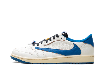 Men's Travis Scott x Air Jordan 1 Retro Low ‘ Sail Military Blue' Shoes