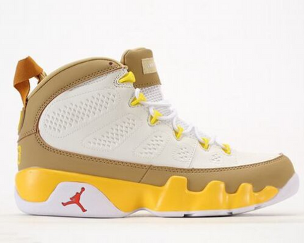 Men's Nike Air Jordan 9 Yellow Brown Shoes