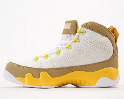 Men's Nike Air Jordan 9 Yellow Brown Shoes